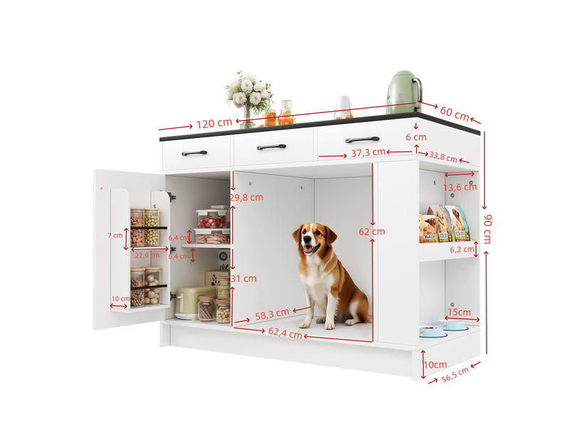  Îlot de cuisine 120x60x90 cm 3 tiroirs mdf blanc  - Conforama C