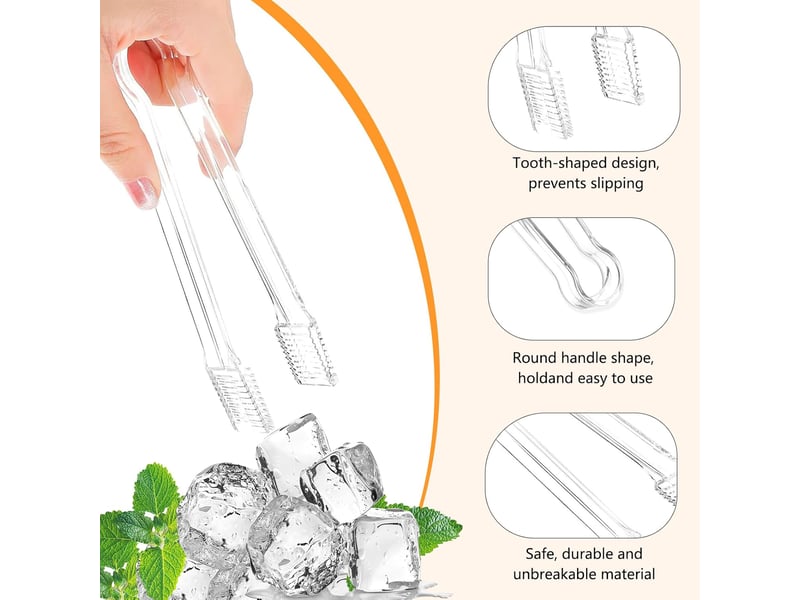  2 pièces pinces à glace transparentes, mini pinces en plastique pour buffet, biscuits et barbecue, ustensiles de service réutilisables de 16 cm No Commercial reference - Conforama C