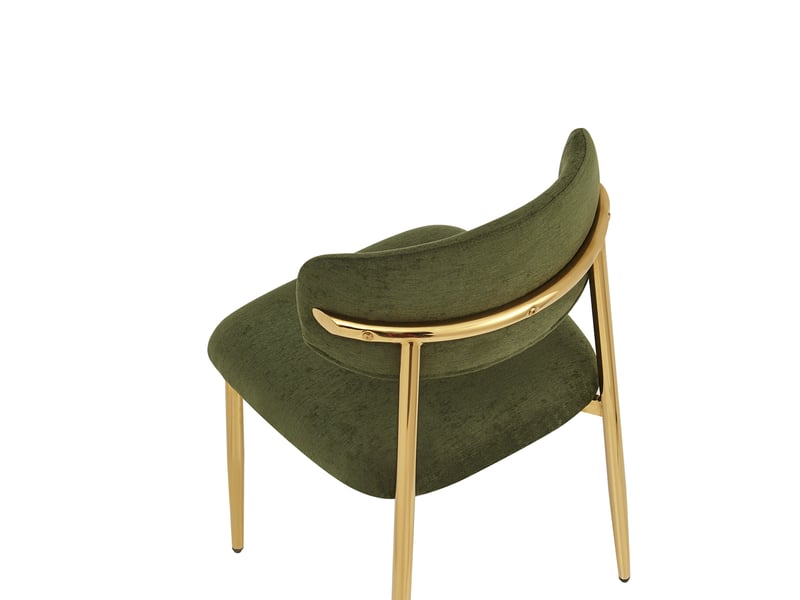  Lot de 2 chaises salle à manger  51x50x81 cm, assise rembourrée, patins réglables, polyester métal, vert et doré  - Conforama D