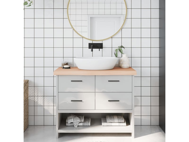 Comptoir de salle de bain, plan de travail 100x30x(2-6)cm bois massif non traité cf65691 - Conforama B