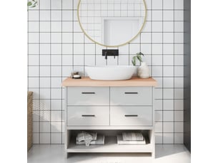 Comptoir de salle de bain, plan de travail 100x30x(2-6)cm bois massif non traité cf65691