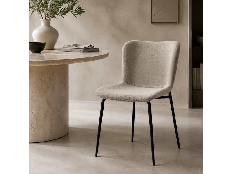  Lot de 2 chaises de salle à manger modernes en tissu et métal kaki  - Conforama D