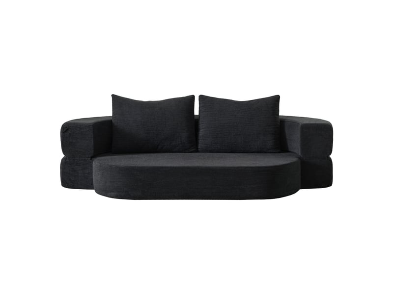  Canapé-lit pliable 2-en-1 avec 2 oreillers, mousse haute densité, noir  - Conforama A