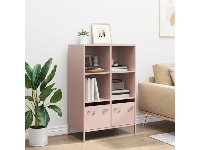  Buffet haut - bahut - meuble de rangement rose 68x39x103,5 cm acier  - Conforama C
