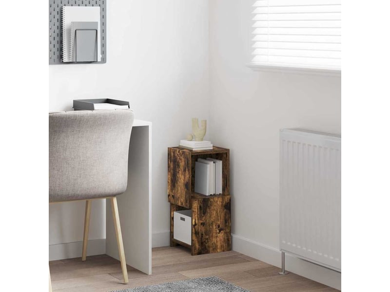  Meuble d'angle, meuble de rangement salon 25,5x25x55cm bois d'ingénierie chêne fumé  - Conforama D