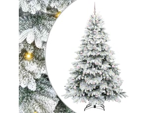 Sapin de noël, arbre de noël artificiel avec 300 led blanc 210 cm pe et pvc cf61214