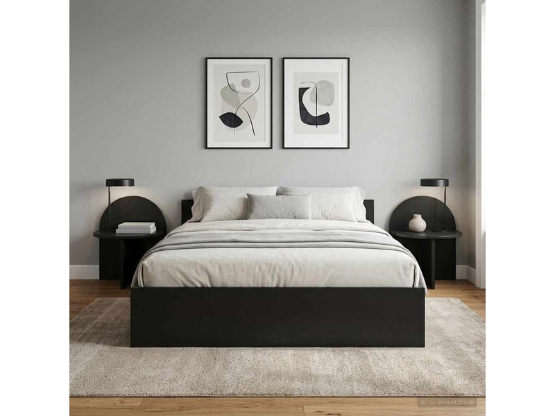  Table de chevet - cabinet de chevet - table de nuit 2 pc chêne noir 40 x 35,5 x 45,5 cm  - Conforama C