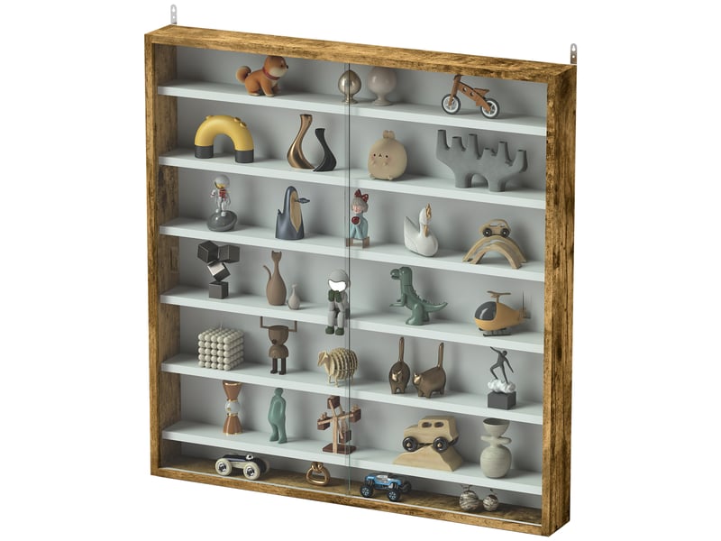  Vitrine pour collection vitrine murale 80 x 9,5 x 83 cm 6 étagères réglables en hauteur 2 portes coulissantes en verre  - Conforama B