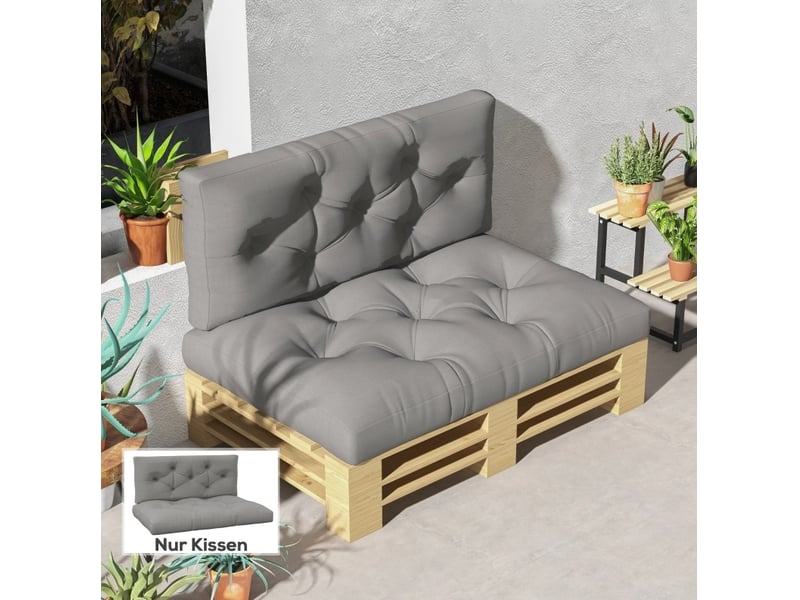 Lot de 2 coussins d’extérieur gris clair capitonnés 120x80 cm - Conforama E