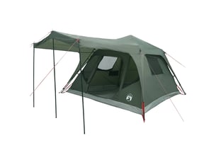 Tente de camping, tente familiale vert armée 6 personnes polyester et acier
