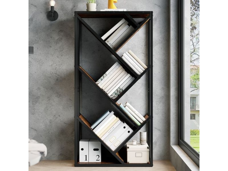  Étagère de rangement originale 80x35x160 cm, structure arbre 8 niveaux, matériaux mdf et métal, noir marron  - Conforama D