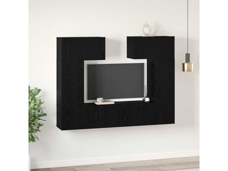  Ensemble meuble tv - banc tv - meuble de rangement 6 pcs chêne noir bois d'ingénierie  - Conforama D