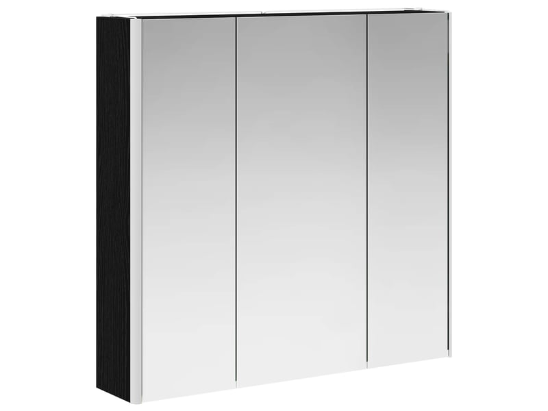 Armoire miroir salle de bain, meuble de rangement chêne noir 73.5x15.5x70 cm - Conforama E