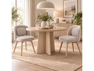 Lot de 2 chaises de salle à manger pivotantes à 360°, velours et bois d'hévéa beige