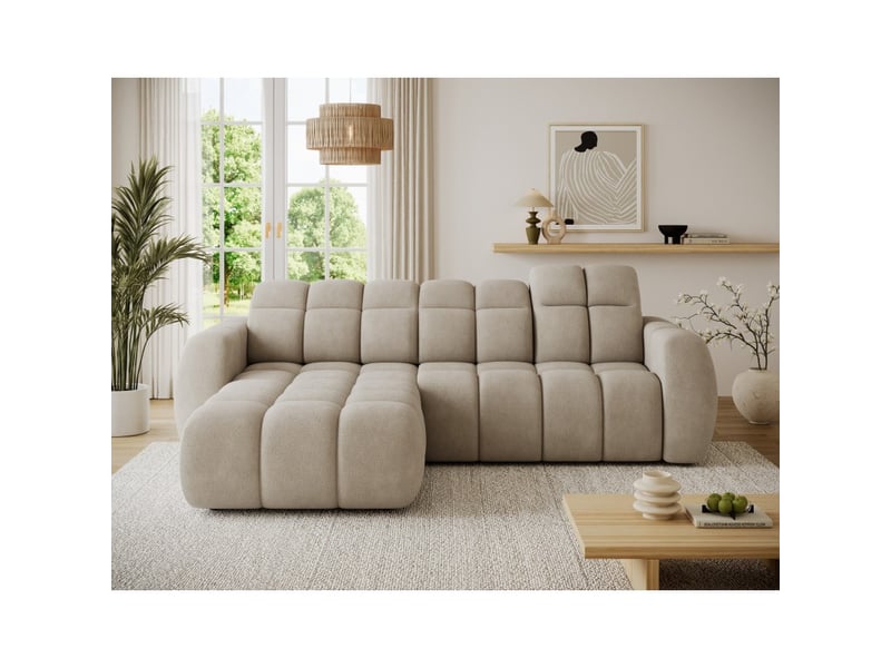 Canapé d'angle électrique fanoti 3 places beige – angle gauche – version 2 - Conforama E