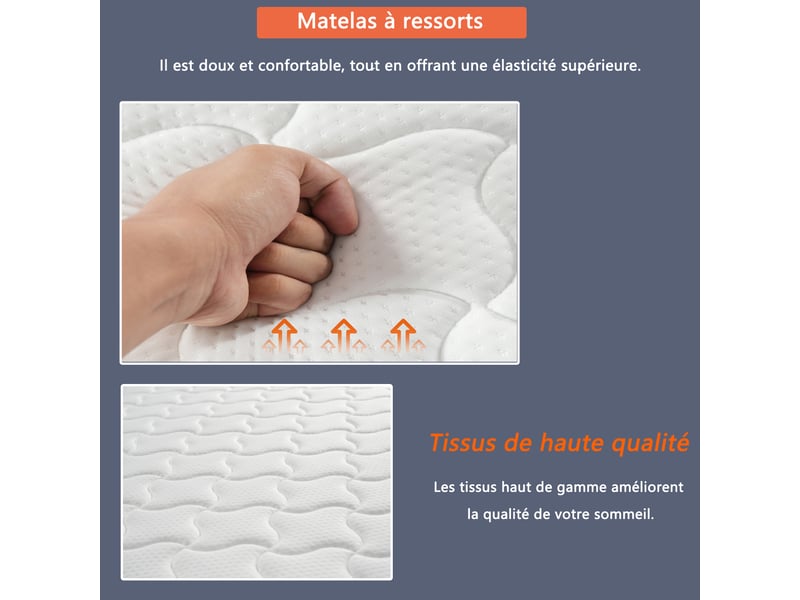  Matelas à ressorts ensachés 90 x 200 cm h3 - matelas ergonomique 10 cm avec soutien lombaire, roulé et compressé  - Conforama R