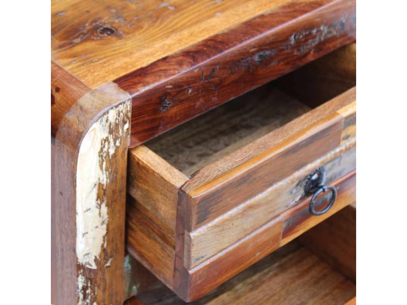  Table de chevet - cabinet de chevet - table de nuit bois de récupération massif 43x33x51 cm  - Conforama C