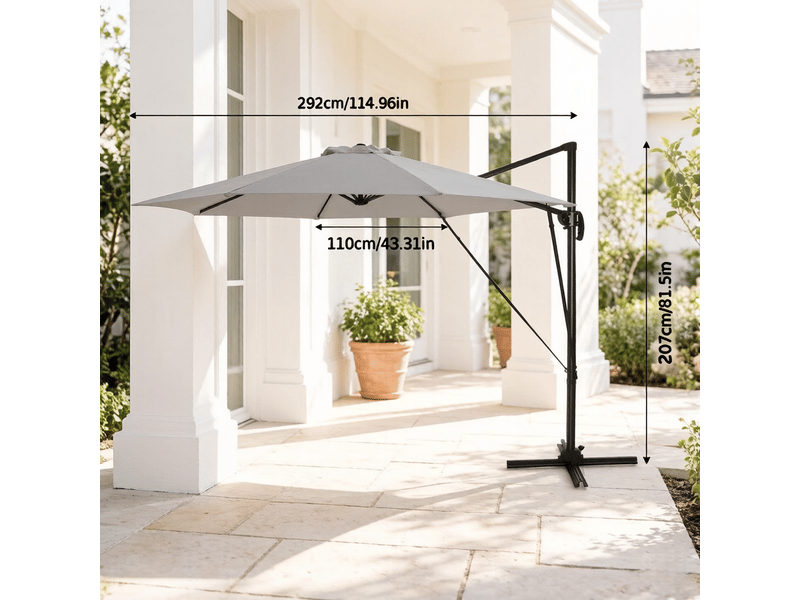  Parasol rond de jardin et balcon, extérieur, base en acier en croix  - Conforama C