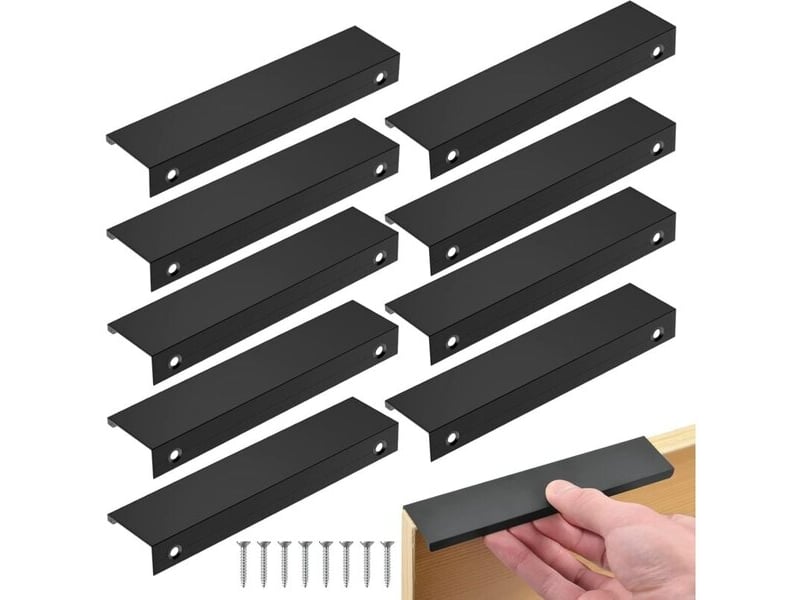  Jeu de 10 poignées cachées noires de 128 mm, poignées en aluminium pour portes de meubles et bureaux  - Conforama A