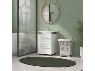 Meuble sous lavabo blanc avec tiroir et découpe en u 41.5x35.5x59cm