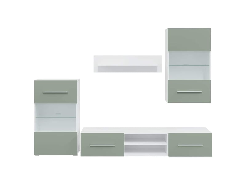  Meubles tv avec lumière led 5 pcs vert olive bois d'ingénierie  - Conforama E