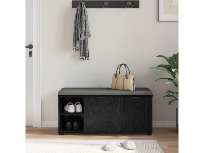  Banc d'entrée, banc interieur avec coussin chêne noir 100x38x46 cm shl89469  - Conforama D