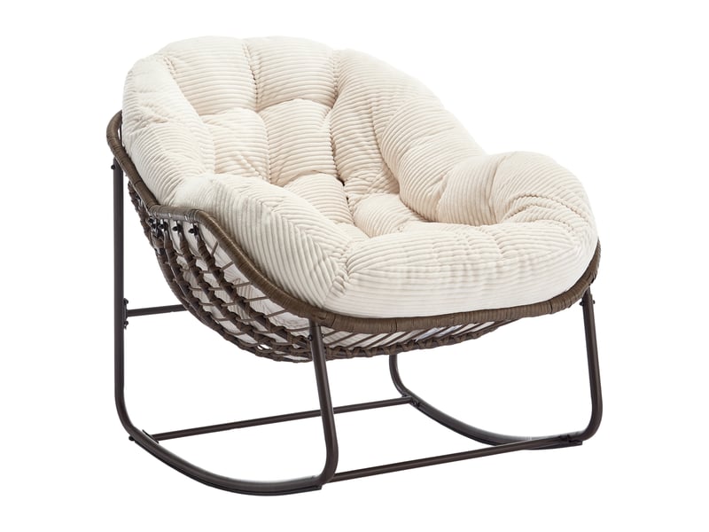  Fauteuil à bascule d'extérieur en rotin synthétique blanc W2021P459118 - Conforama A