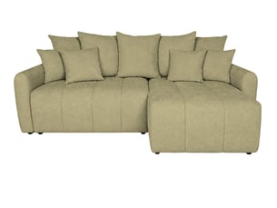 Canapé d'angle réversible convertible CASANOVA 3 places Tissu vert avec coffre de rangement