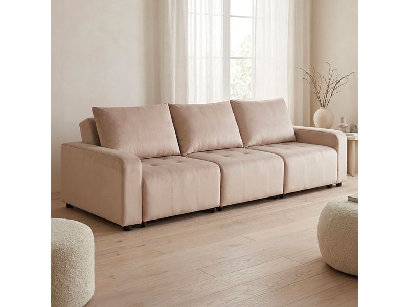  Canapé 3 places convertible et modulable castelo velours taupe Castelo - Conforama D