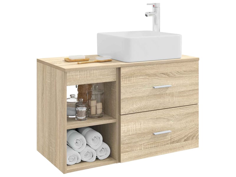  Ensemble de mobilier de salle de bain 2 pcs chêne sonoma shl5998  - Conforama C