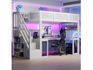 Lit mezzanine 90x200 cm <strong>COVREO </strong> <strong></strong> coloris blanc