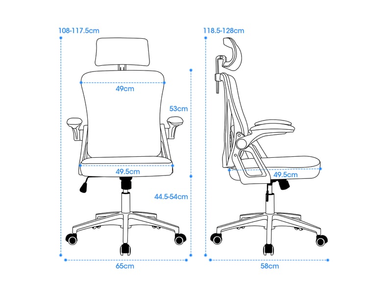  Chaise de bureau ergonomique grise à dossier haut, soutien lombaire réglable et appui-tête pour le télétravail  - Conforama C