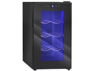 Cave à vin 8 bouteilles 21l, réfrigérateur à vin et boissons avec température réglable 8-18°c, noir, porte en verre