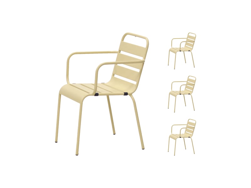  Lot de 4 chaises de jardin en métal crème avec accoudoirs - baca  - Conforama A