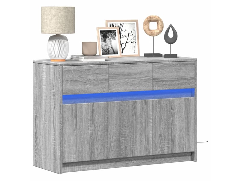  Meuble tv - banc tv - meuble de rangement avec led sonoma gris 91x34x61 cm bois d'ingénierie  - Conforama B