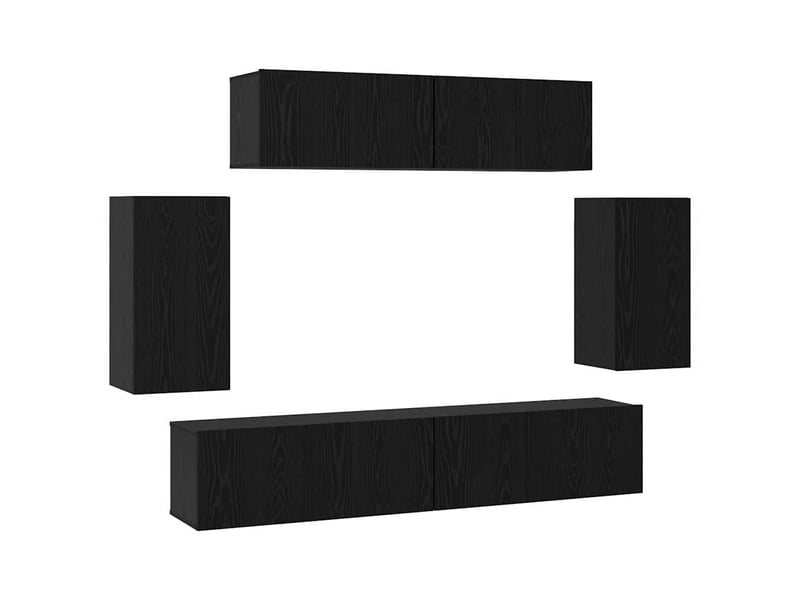  Ensemble meuble tv - banc tv - meuble de rangement 6 pcs chêne noir bois d'ingénierie  - Conforama A