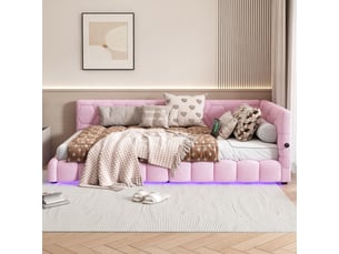 Lit banquette 90x200 cm <strong>OXEZA</strong>  <strong></strong> coloris rose