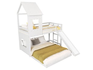Lit superposé 140x200 cm <strong>MERAX</strong>  <strong>lit enfant blanc</strong> coloris blanc