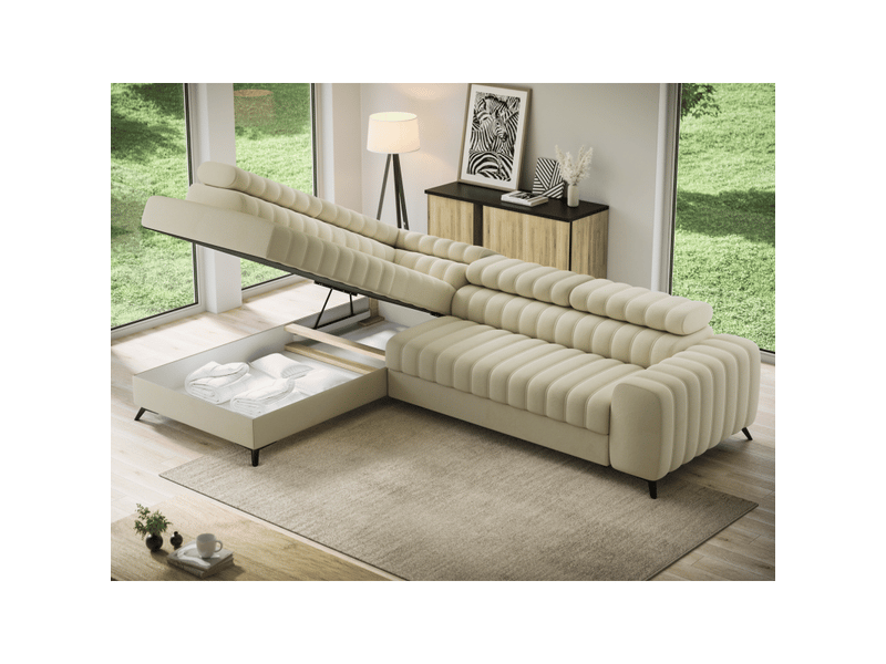 Canapé d'angle collection kanedojo coloris crème - Conforama E