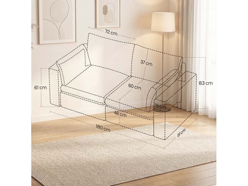  Canapé modulable moderne 180x91x83 cm 2 places bois métal blanc  - Conforama E