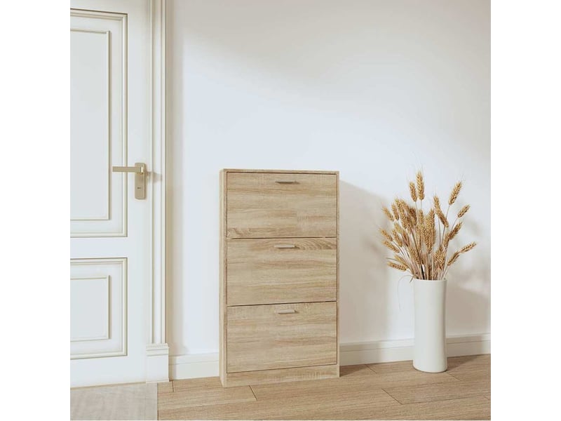  Meuble à chaussure | armoire à chaussures chêne 59x17x108 cm bois d'ingénierie  - Conforama C