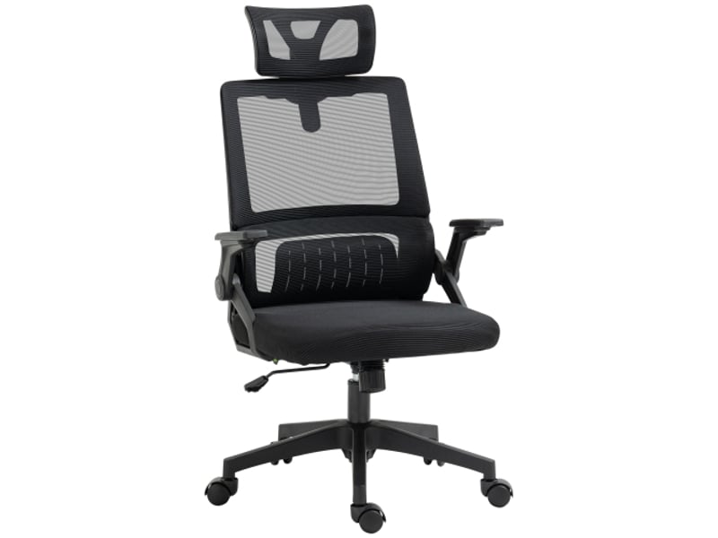  Chaise de bureau ergonomique avec appui-tête, accoudoirs, inclinable et réglable en hauteur  - Conforama A