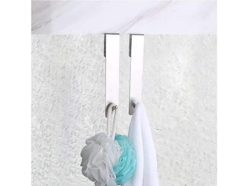Lot de 2 crochets de douche sans perçage, de porte pour paroi de douche, adaptés aux portes en verre de salle de bain (argenté, gris - réf. Szpb844770jjzj - Conforama E