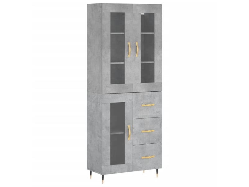  Buffet haut - bahut - meuble de rangement gris béton 69,5x34x180 cm bois d'ingénierie  - Conforama A