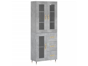 Buffet haut - bahut - meuble de rangement gris béton 69,5x34x180 cm bois d'ingénierie