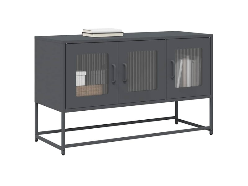  Meuble tv - banc tv - meuble de rangement anthracite 100,5x39x60,5 cm acier laminé à froid  - Conforama B