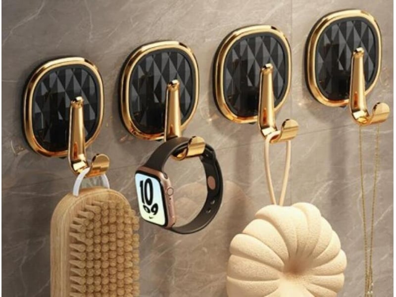  Quatre crochets en acrylique auto-adhésifs, adaptés aux salles de bains, cuisines, chambres, rangement étanche, noir ZYS02167LHY - Conforama A