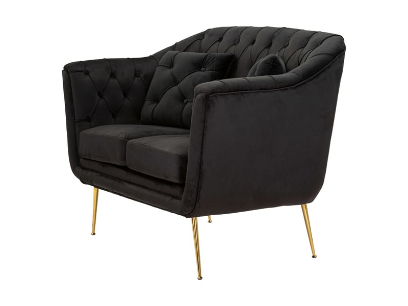  Canapé fixe 2 places diskit, effet velours matelassé, 130x83x91h cm noir Diskit - Conforama E