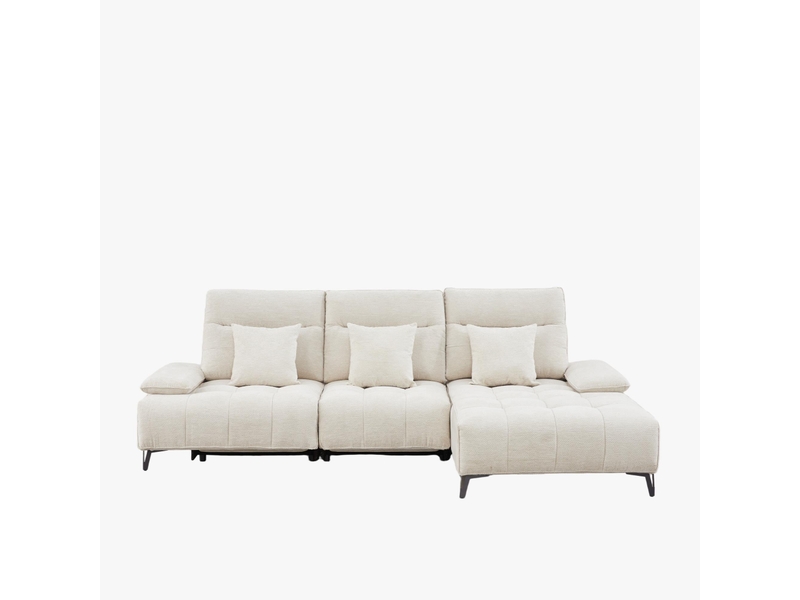  Canapé d'angle relax électrique en tissu matelassé beige - angle droit  - Conforama A