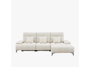Canapé d'angle relax électrique en tissu matelassé beige - angle droit
